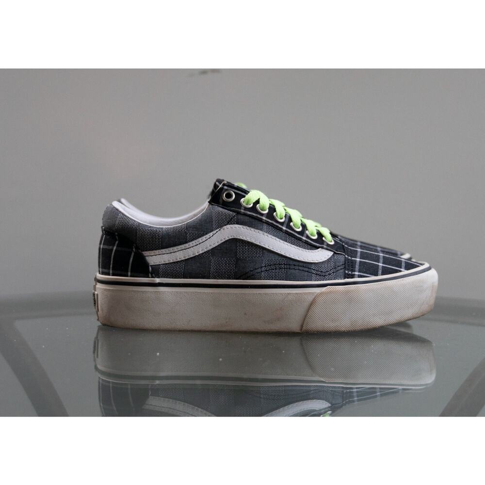 Vans Old Skool Platform Woven Check Black‎ Grey White Size Mens 7 / Womens 8.5